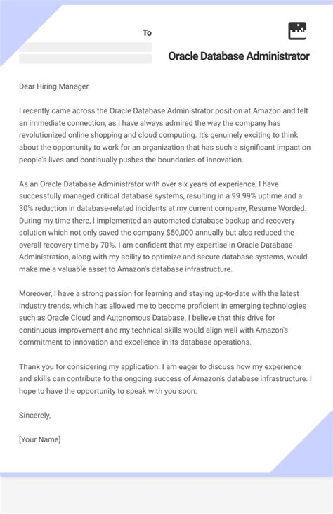 14 Oracle Database Administrator Cover Letter Examples Plus Recruiter Insights Updated For 2025 14 Oracle Database Administrator Cover Letter Examples Plus Recruiter Insights Updated For 2025
