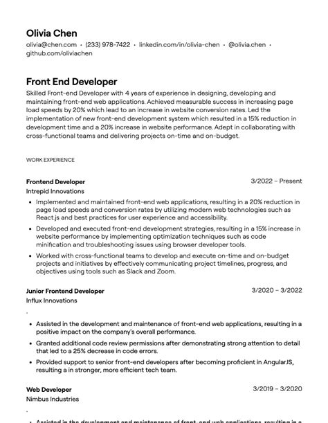 15 Front End Developer Resume Examples With Guidance 15 Front End Developer Resume Examples With Guidance