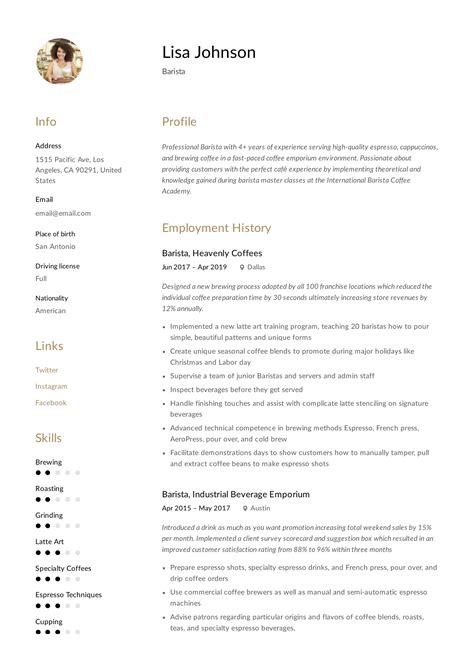 19 Barista Resume Cv Examples Guide