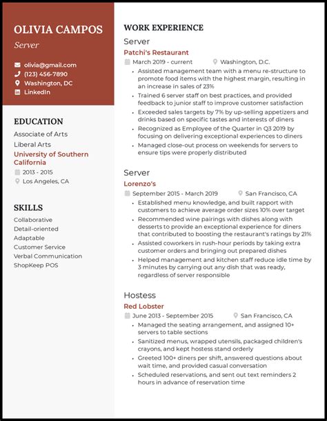 21 Server Resume Examples For 2025 21 Server Resume Examples For 2025