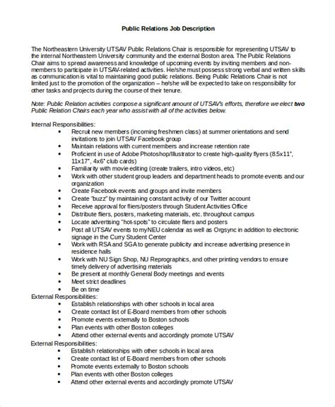 9 Public Relation Job Description Templates Free Sample Example 9 Public Relation Job Description Templates Free Sample Example