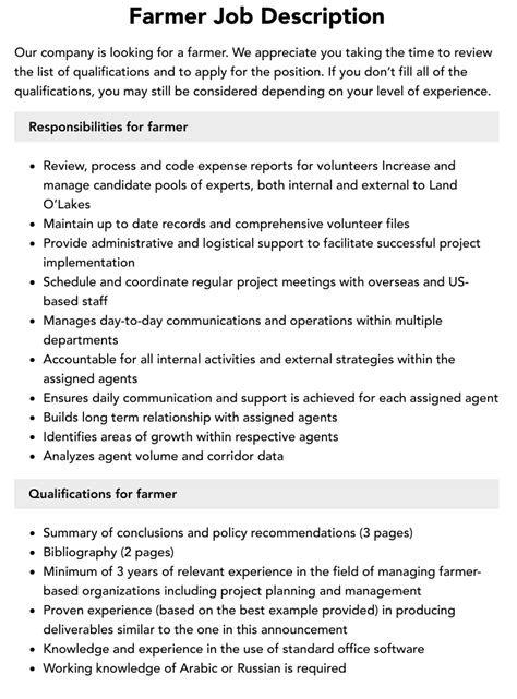 A Farmer's Job Description