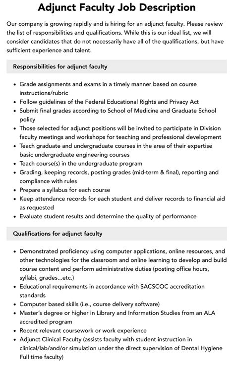 Adjunct Faculty Jobs