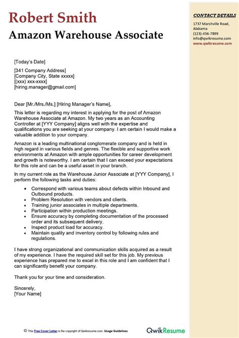 Amazon Warehouse Associate Cover Letter Examples Qwikresume Amazon Warehouse Associate Cover Letter Examples Qwikresume