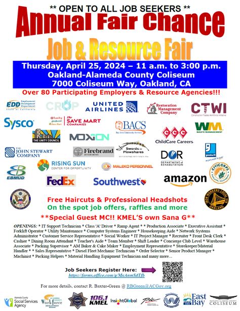 Annual Fair Chance Job And Resource Fair Returns To Oakland Alameda County Coliseum Oakland Arena