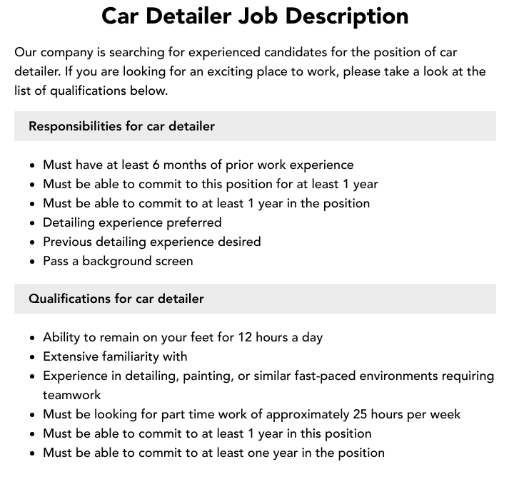 Car Detailer Jobs