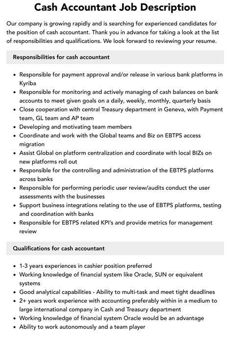 Cash Accountant Job Description Velvet Jobs Cash Accountant Job Description Velvet Jobs