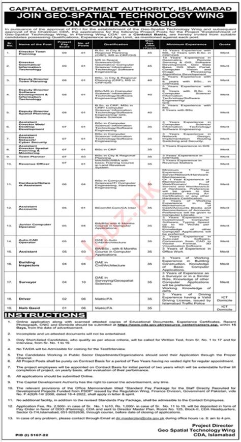 Cda Jobs 2023 In Islamabad Capital Development Authority Job Opportunities In Pakistan
