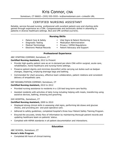 Certified Nursing Assistant Cna Resume Examples Certified Nursing Assistant Cna Resume Examples