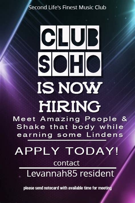 Club Soho Is Now Hiring Inworld Employment Second Life Community Club Soho Is Now Hiring Inworld Employment Second Life Community