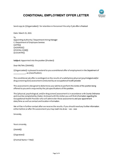 Conditional Job Offer