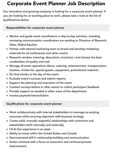 Corporate Event Planner Jobs