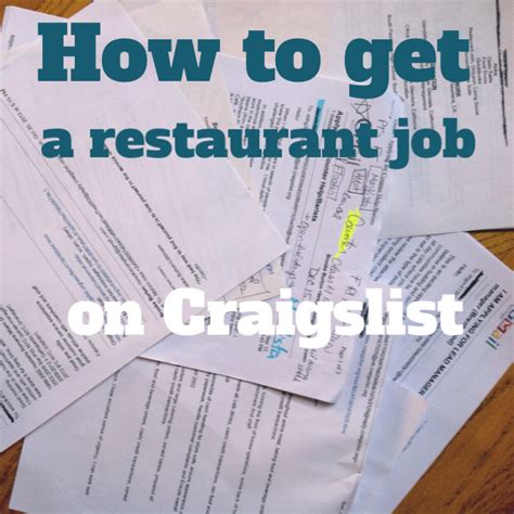 Craigslist Restaurant Jobs