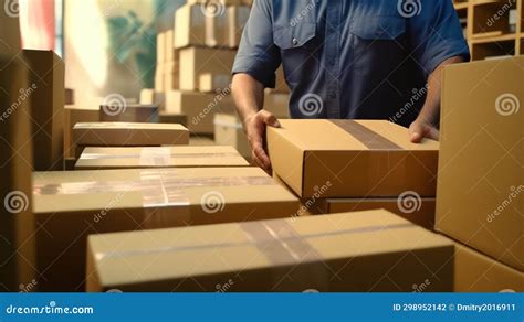 Delivery Serviceman While Working In A Postal Service Warehouse Stock Delivery Serviceman While Working In A Postal Service Warehouse Stock