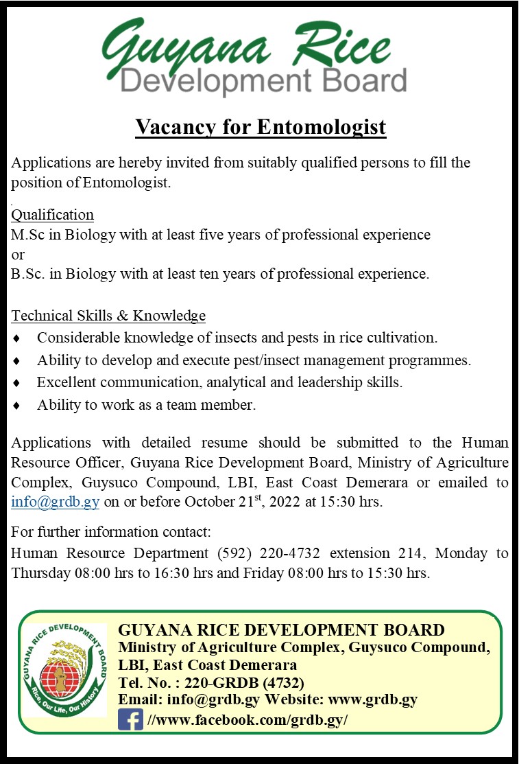 Entomologist Job Vacancy