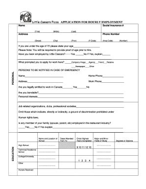 Fillable Form Little Caesars Pizza Job Application Fillable Form Little Caesars Pizza Job Application