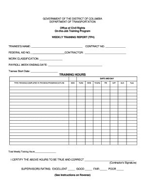 Fillable Online Ddot Dc On The Job Weekly Training Report Form Fillable Online Ddot Dc On The Job Weekly Training Report Form