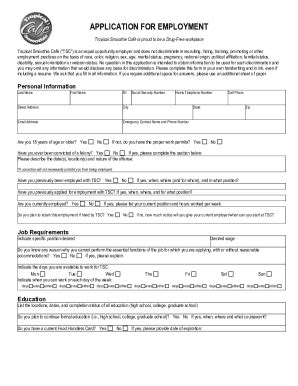 Fillable Online Tropical Smoothie Job Application Form Pdf Details Fax Fillable Online Tropical Smoothie Job Application Form Pdf Details Fax