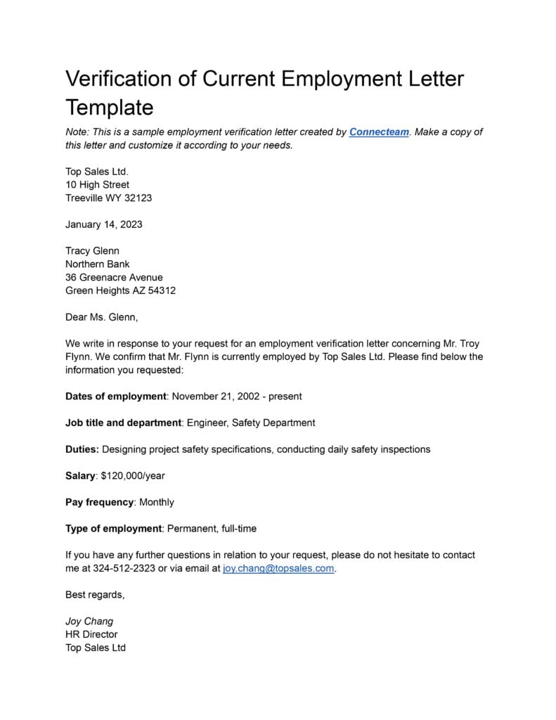 Free Employment Verification Letter Template Of 14 Employment Free Employment Verification Letter Template Of 14 Employment