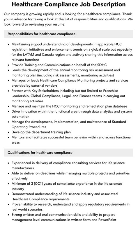 Healthcare Compliance Jobs