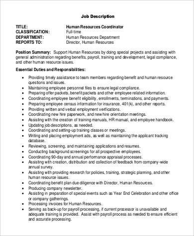 Human Resource Job Description