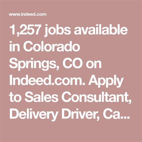 Indeed Jobs Colorado Springs