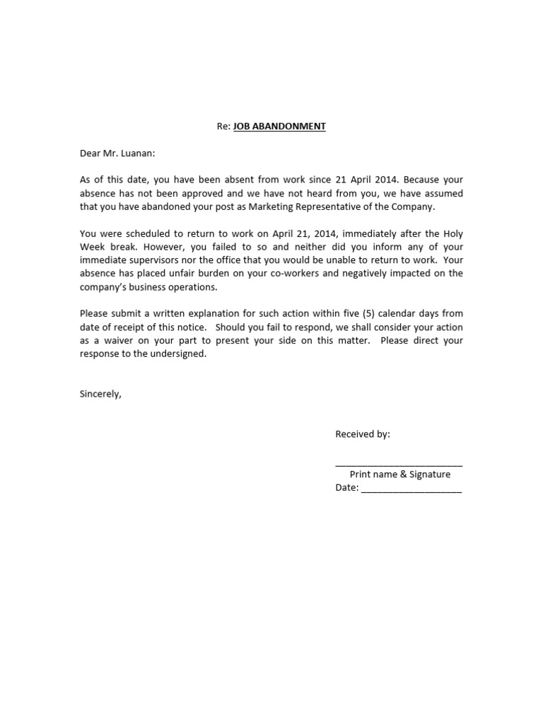 Job Abandonment