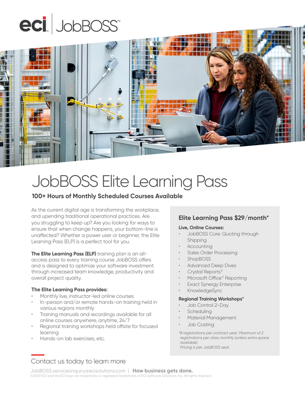 Jobboss Elite Learning Pass Jobboss Elite Learning Pass