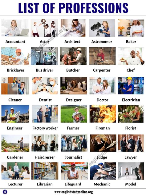 List Of Jobs And Occupations List Of Jobs List Of Careers English