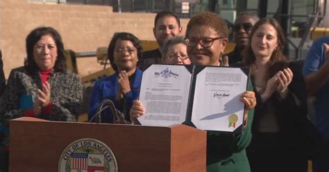 Los Angeles Mayor Karen Bass Signs Executive Order At Sag Aftra To Ease
