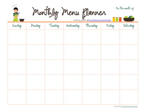 Menu Calendar Menu Calendar