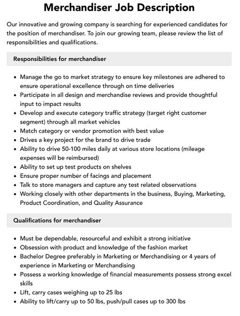 Merchandiser Job Scope