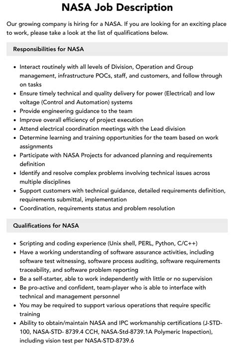 Nasa Company Job