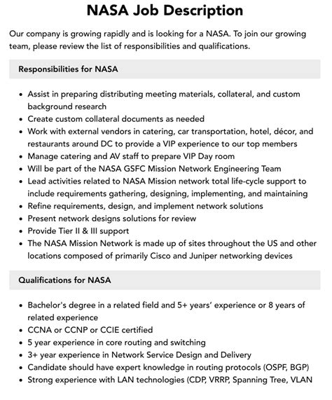 Nasa Job Description Velvet Jobs