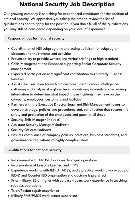 National Security Jobs