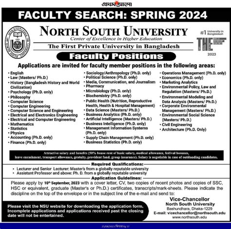 North South University Nsu Job Circular 2023 North South University Nsu Job Circular 2023