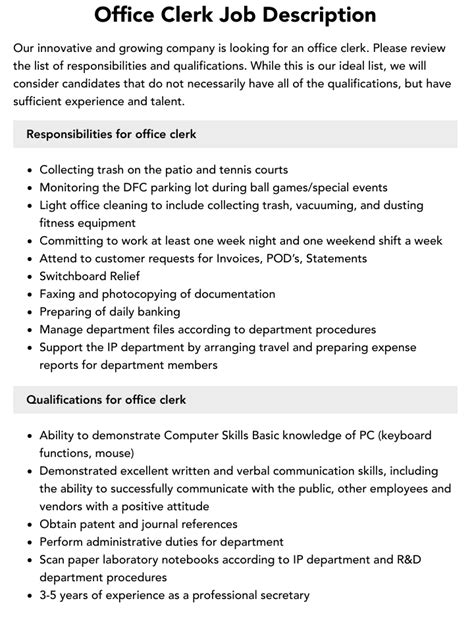Office Clerk Job Description Velvet Jobs Office Clerk Job Description Velvet Jobs