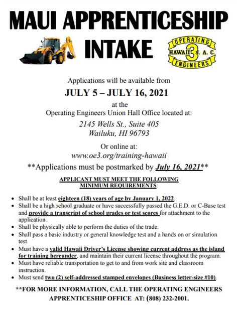 Operating Engineers Apprenticeship Intakes Now Available Until July 16 Operating Engineers Apprenticeship Intakes Now Available Until July 16