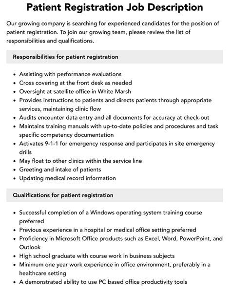 Patient Registration Jobs