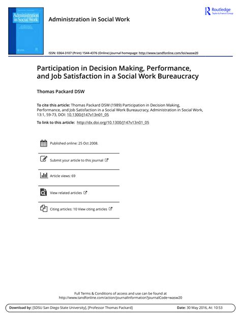 Pdf Influence Of Participation In Decision Making On Job Satisfaction