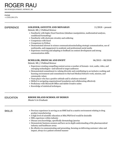 Political Science Resume Template Political Science Resume Template