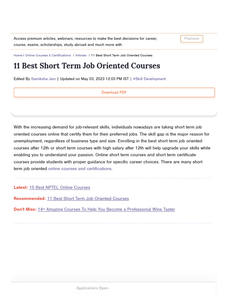 Ppt Short Term Job Oriented Courses Powerpoint Presentation Free Ppt Short Term Job Oriented Courses Powerpoint Presentation Free