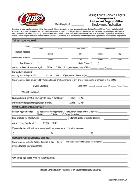 Raising Cane's Job Application Raising Cane's Job Application