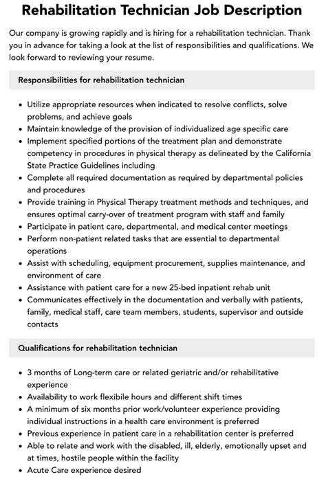Rehabilitation Job Description Velvet Jobs Rehabilitation Job Description Velvet Jobs