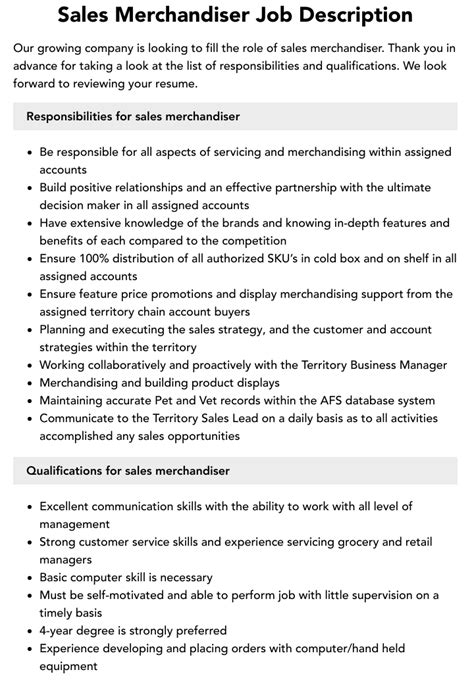 Sales Merchandiser Job Description Velvet Jobs Sales Merchandiser Job Description Velvet Jobs