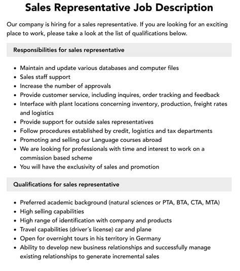 Sales Rep Job Description Velvet Jobs Sales Rep Job Description Velvet Jobs