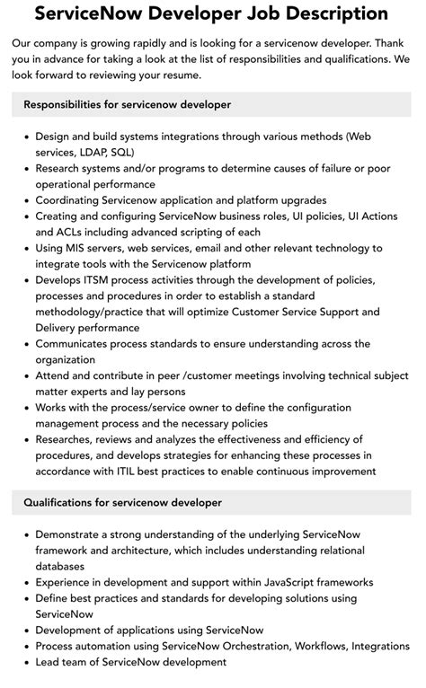Servicenow Developer Job Description Velvet Jobs Servicenow Developer Job Description Velvet Jobs
