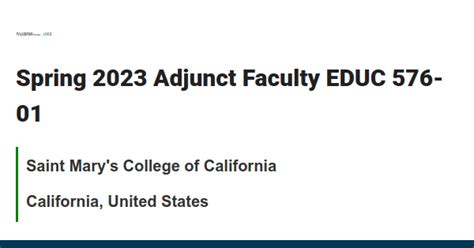 Spring 2023 Adjunct Faculty Educ 576 01 Job With Saint Mary S College Spring 2023 Adjunct Faculty Educ 576 01 Job With Saint Mary S College