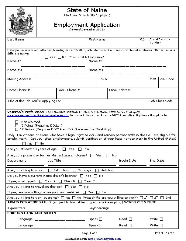State Of Maine Employment Application Pdfsimpli State Of Maine Employment Application Pdfsimpli