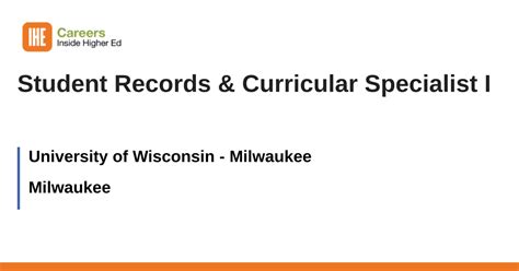 Student Records Curricular Specialist I Job With University Of Student Records Curricular Specialist I Job With University Of